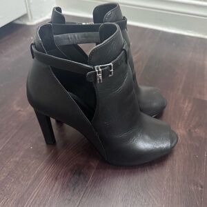 Black Michael Kors Lawson Open-Toe Ankle Boots